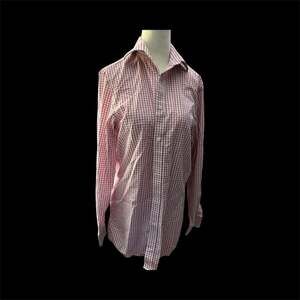 Michael Kors Men's Pink Gingham Plaid Button Front Shirt